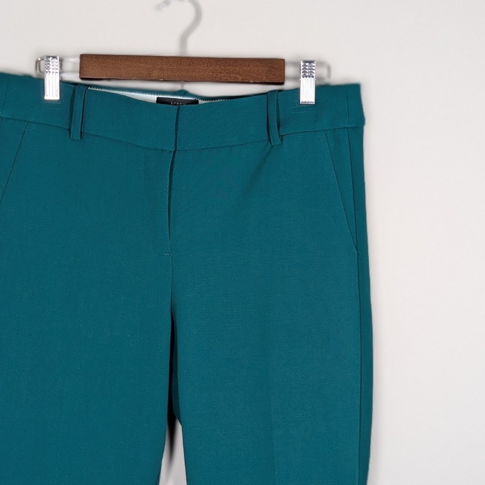 J.Crew Cameron Slim Ankle Pant Green Sz 10 High Rise Stretch Trousers City Chic
